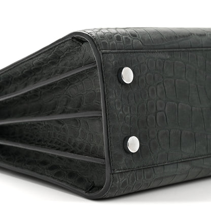 Saint Laurent Calfskin Crocodile Embossed Baby Sac de Jour Dusty Black 9 of 12