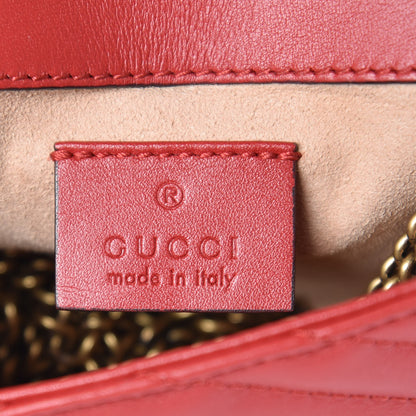 Gucci Calfskin Matelasse Super Mini GG Marmont Shoulder Bag Hibiscus Red 7 of 10