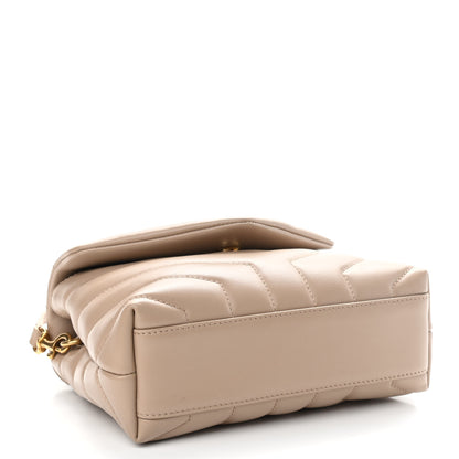 Saint Laurent Calfskin Y Quilted Monogram Toy Loulou Crossbody Bag Dark Beige 4 of 10