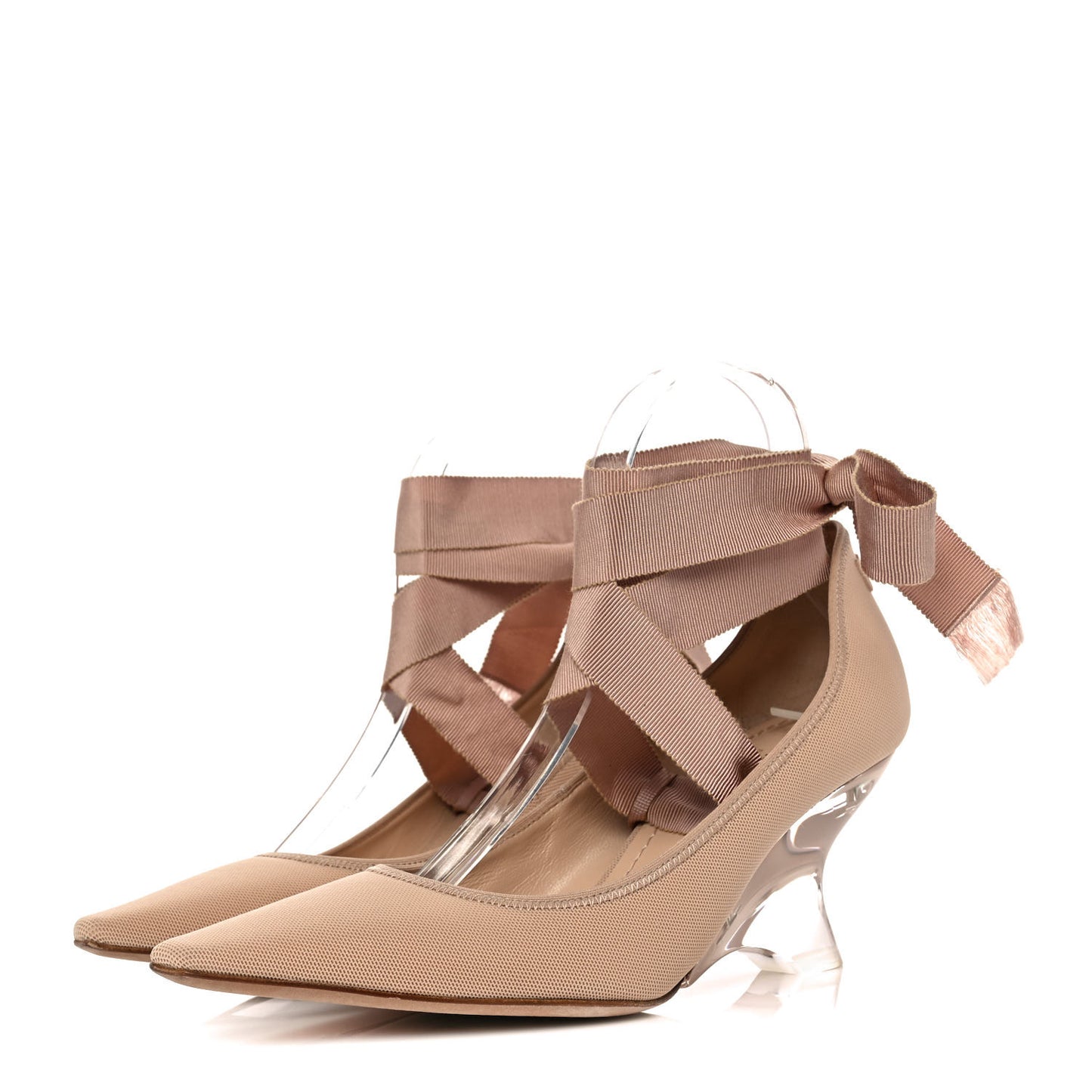 Grosgrain Neoprene Lucite Etoile Pumps 37.5 Nude