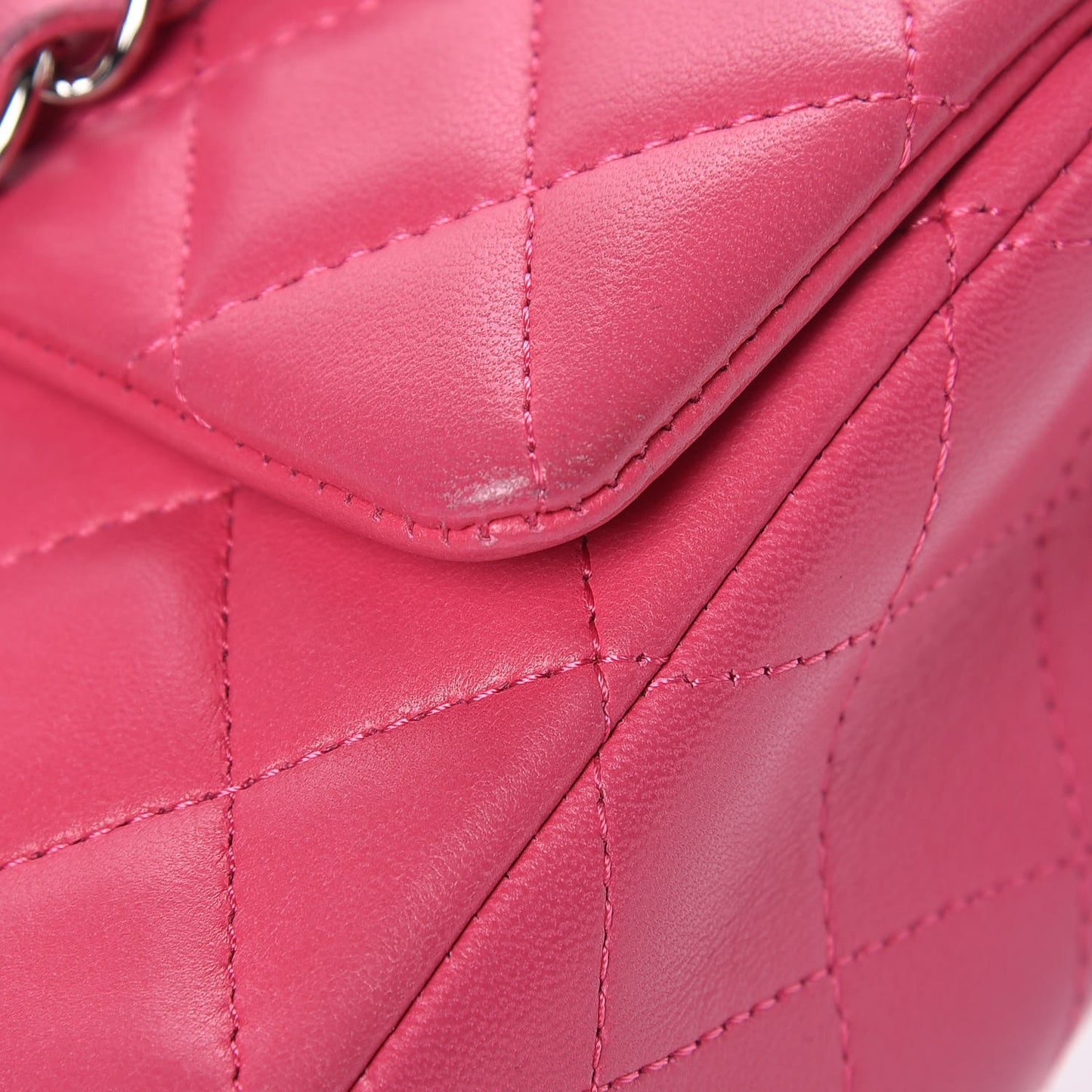 Lambskin Quilted Mini Rectangular Flap Fuchsia