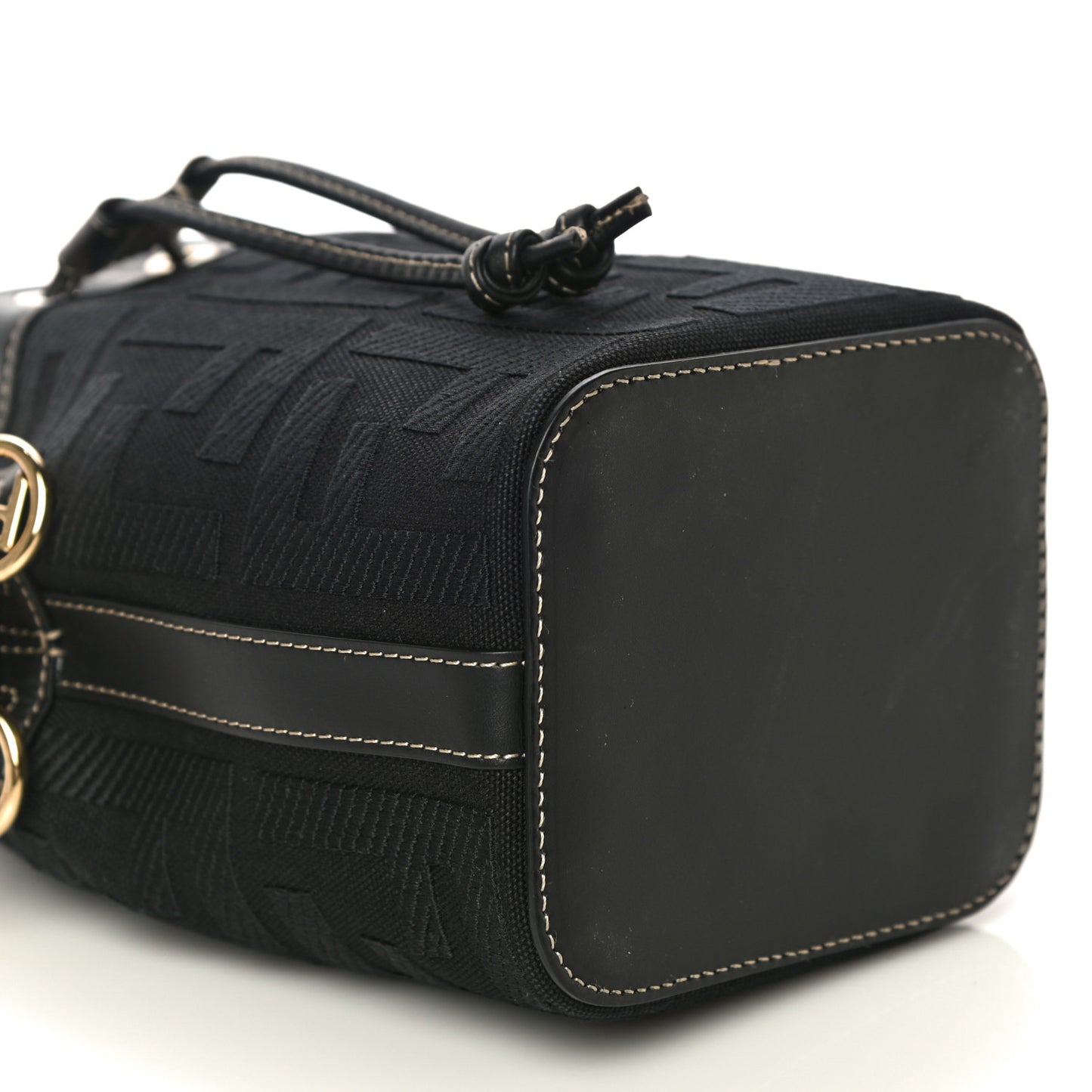 Canvas Vitello King F is Fendi FF Embroidered Mini Mon Tresor Bucket Bag Black
