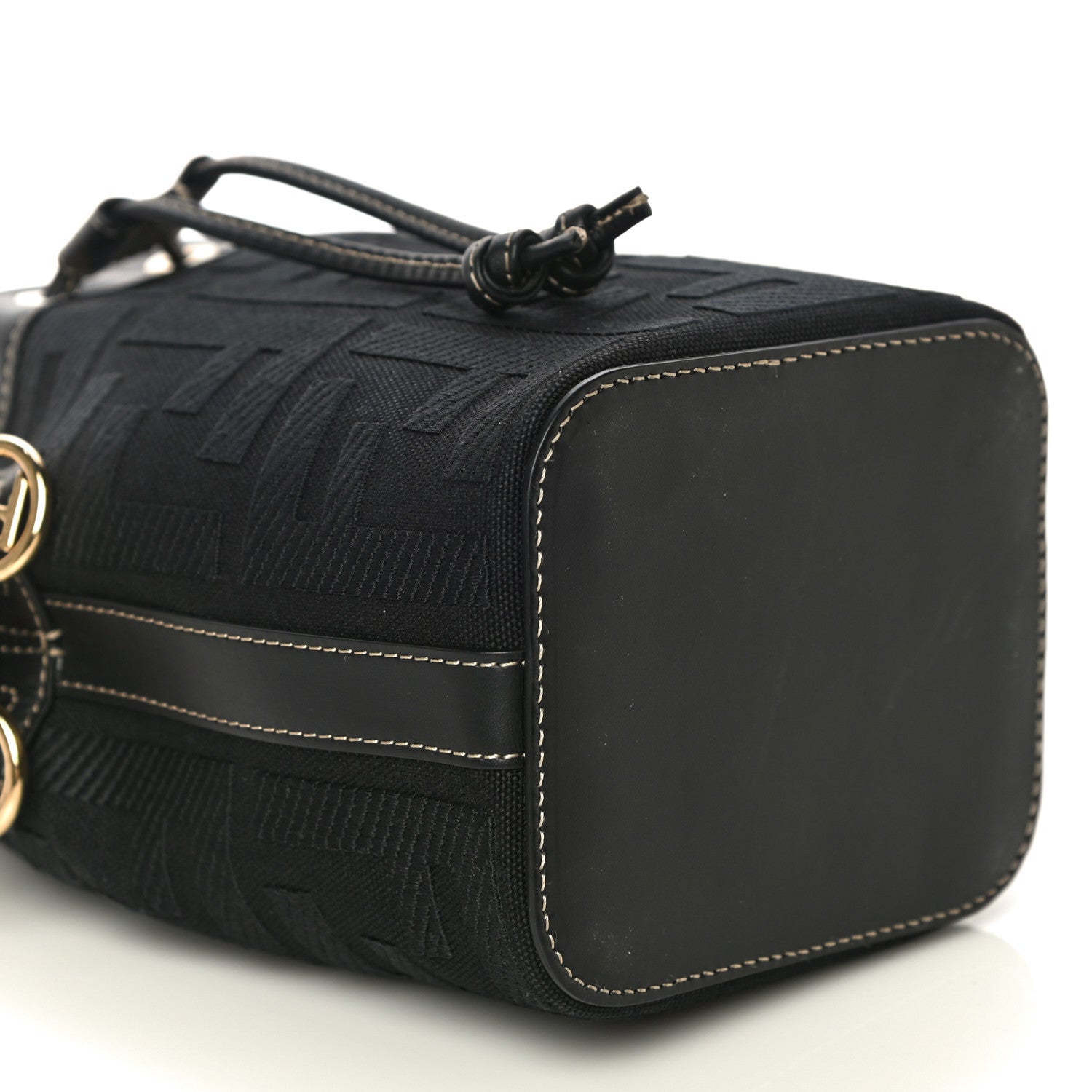 Fendi Canvas Vitello King F is Fendi FF Embroidered Mini Mon Tresor Bucket Bag Black 8 of 9