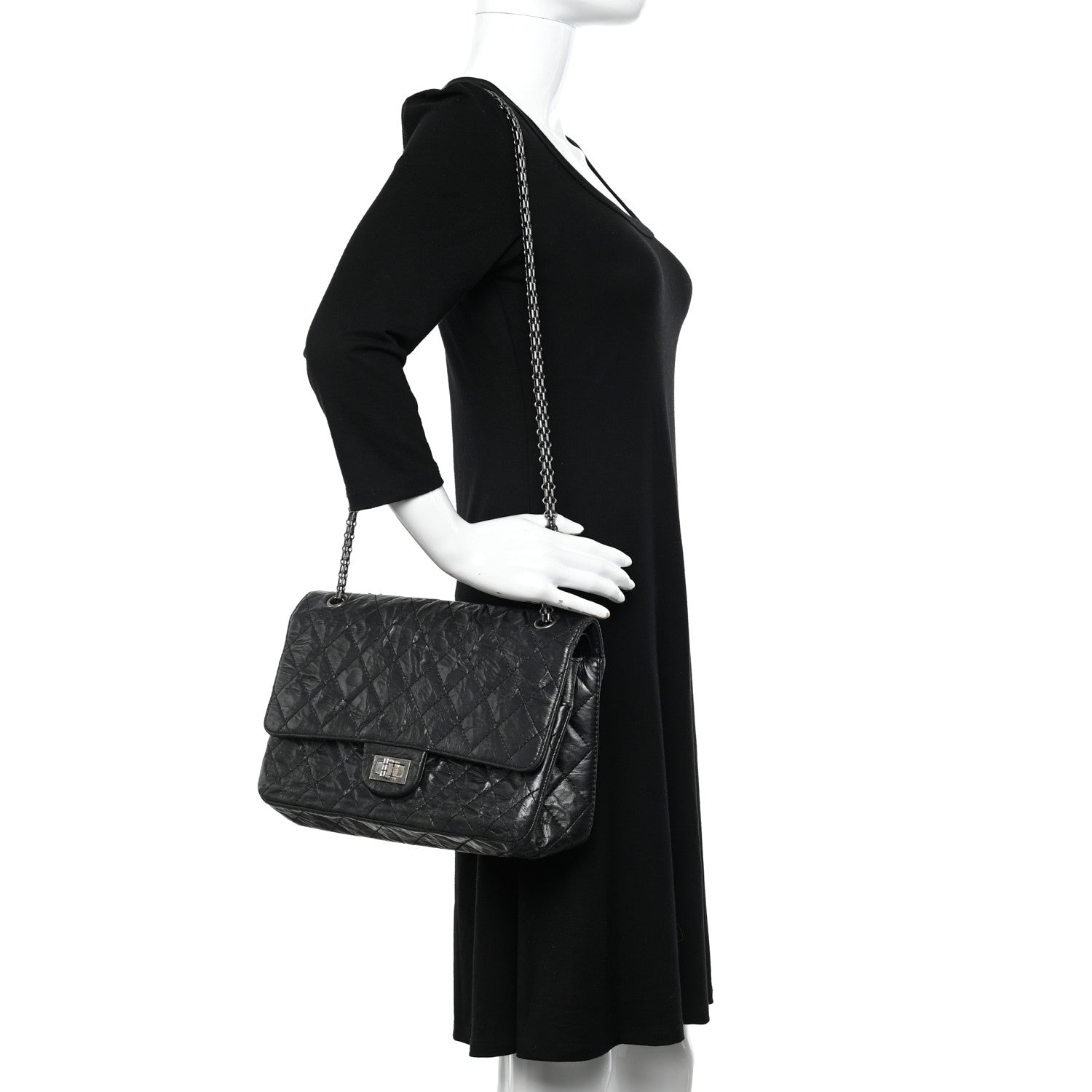 Chanel Metallic Aged Calfskin Quilted 2.55 Reissue 227 Flap Black 2 of 14