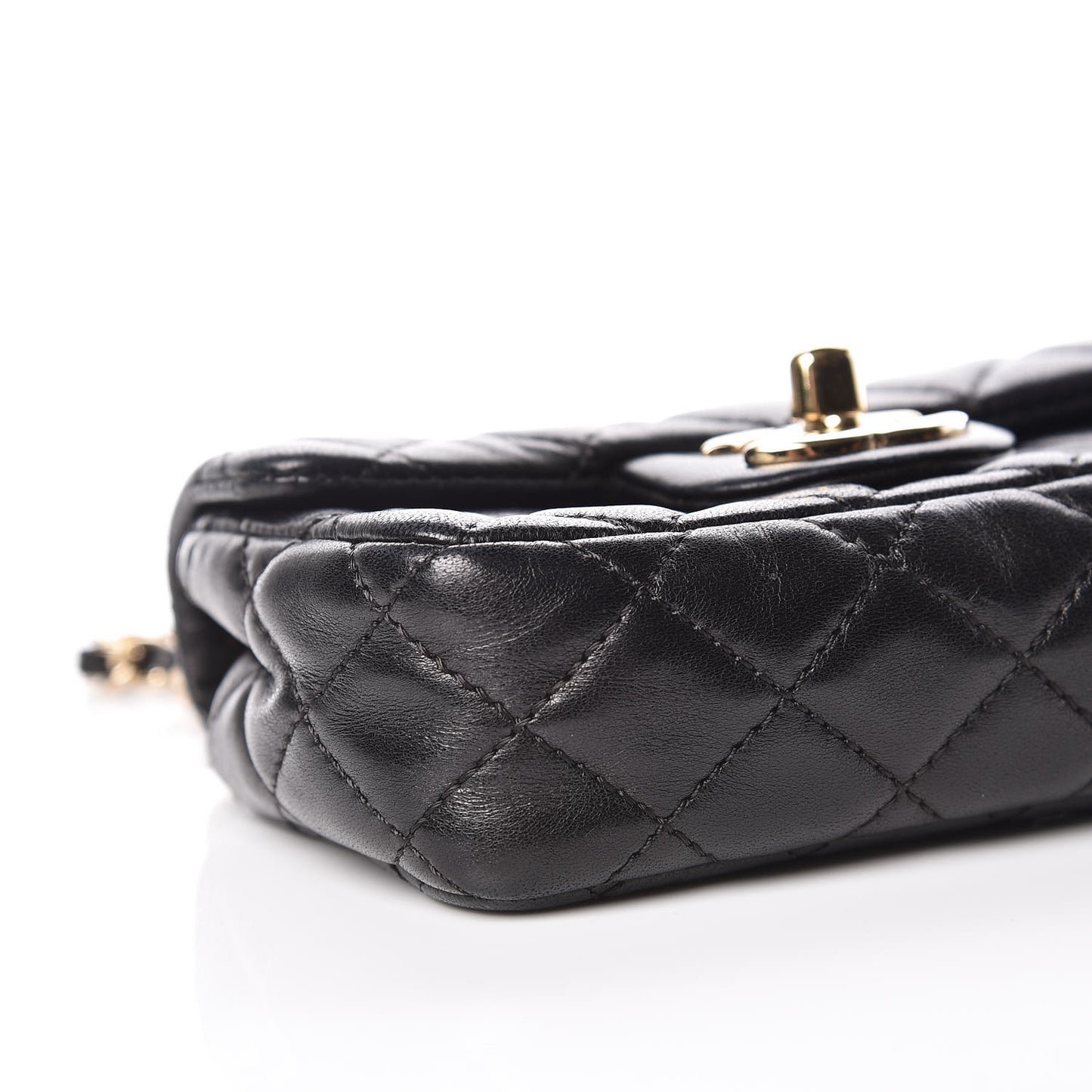 Lambskin Quilted Extra Mini Flap Heart Valentine Charms Black