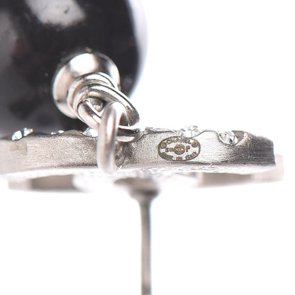 Chanel Crystal Bead CC Drop Earrings Ruthenium Black 5 of 6