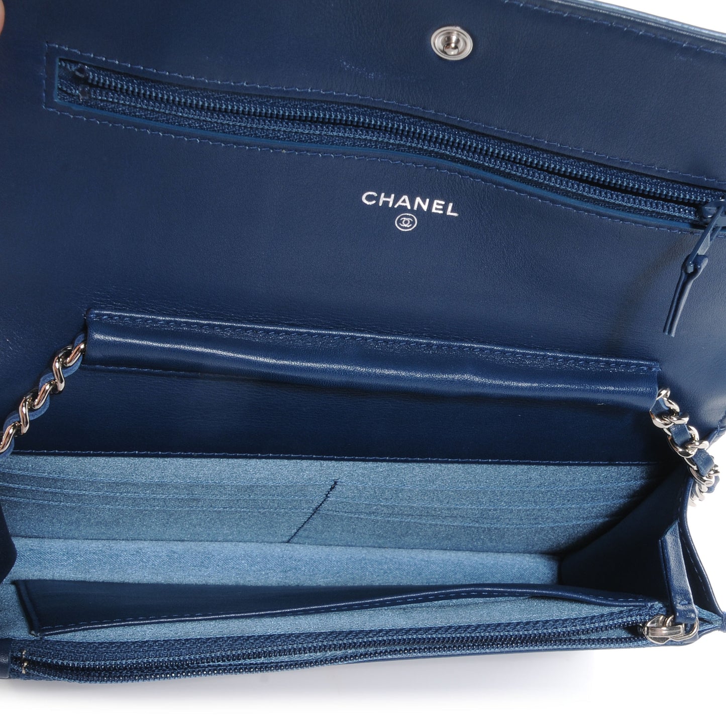 Patent Camellia Wallet on Chain WOC Blue