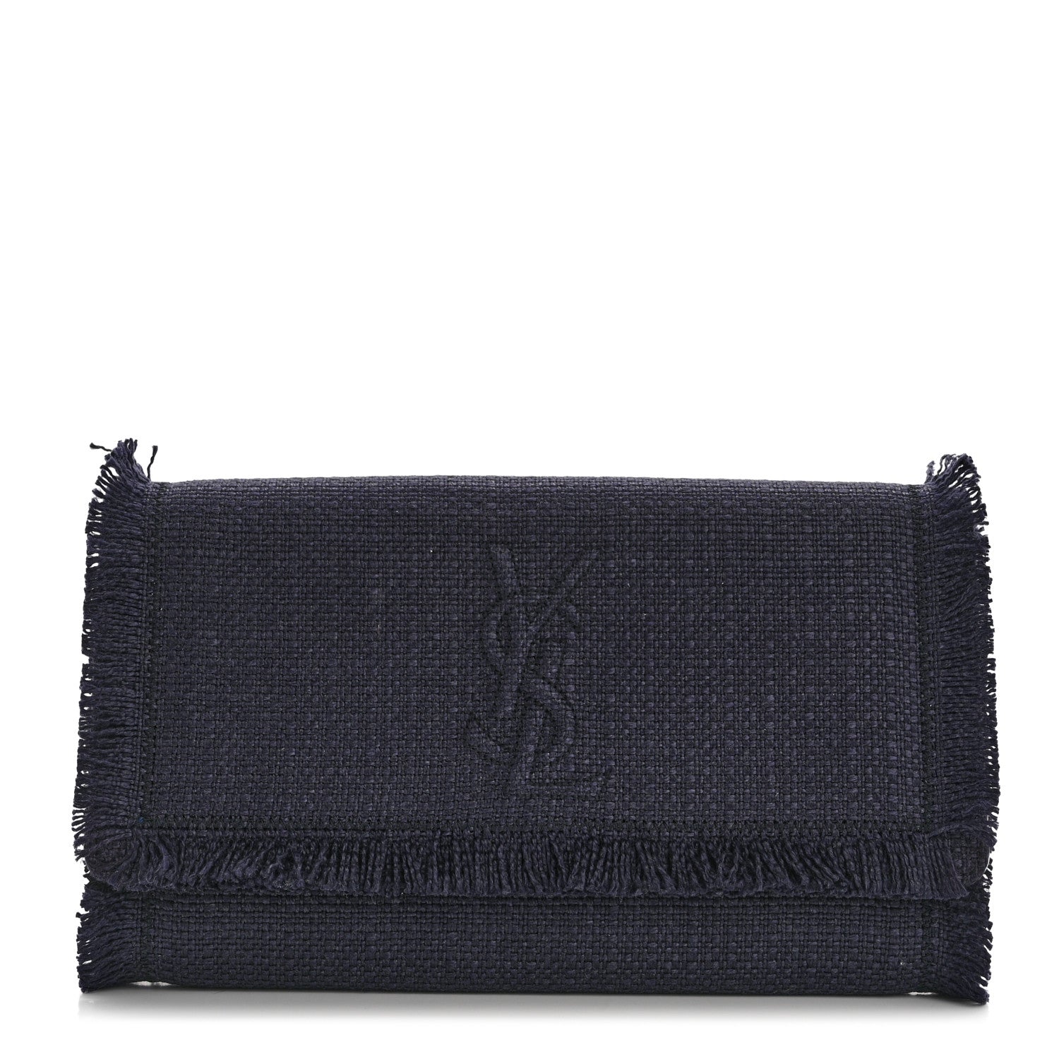 Saint Laurent Raffia Monogram Large Belle De Jour Clutch Blue 1 of 8
