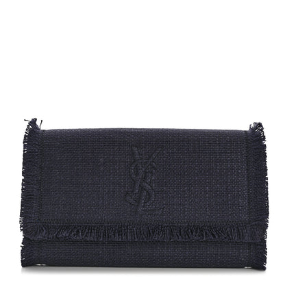Saint Laurent Raffia Monogram Large Belle De Jour Clutch Blue 1 of 8