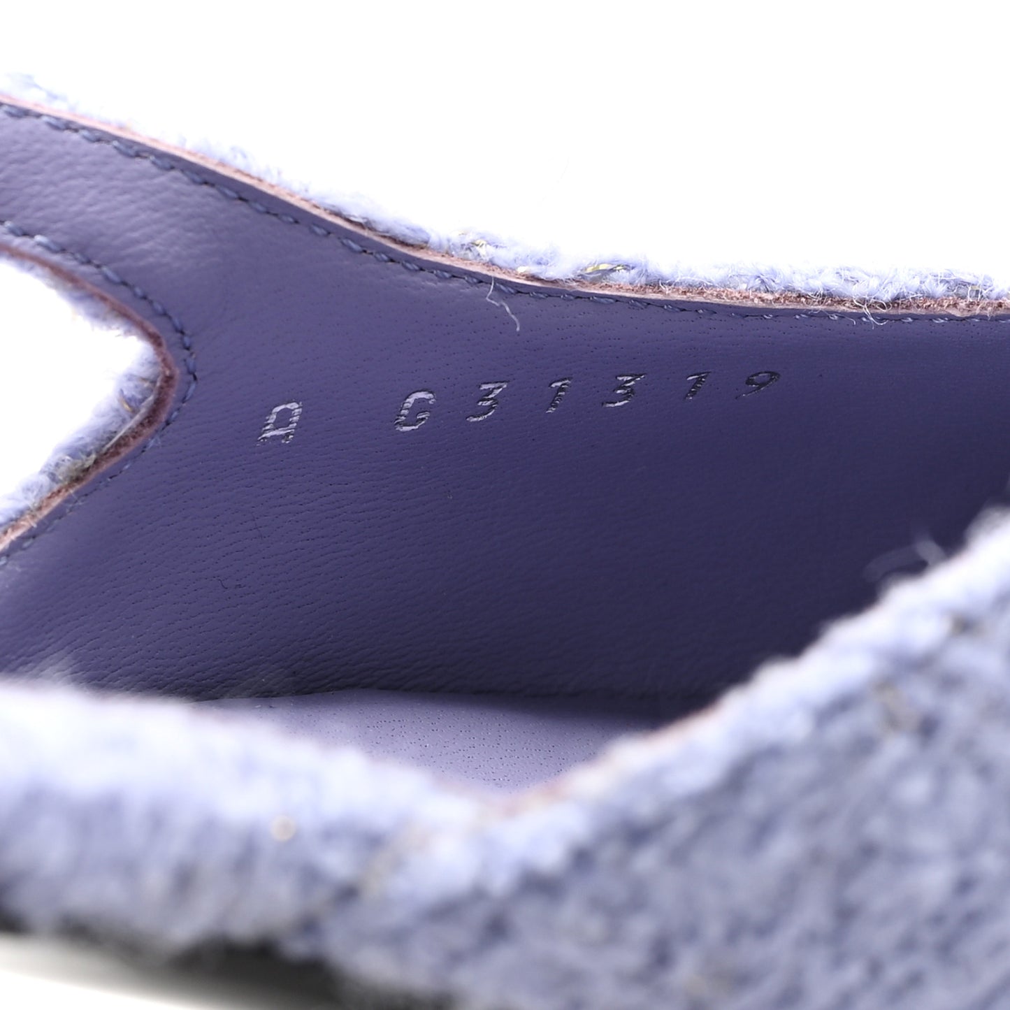 Tweed Cap Toe CC Slingback Flat 35.5 Lilac Black