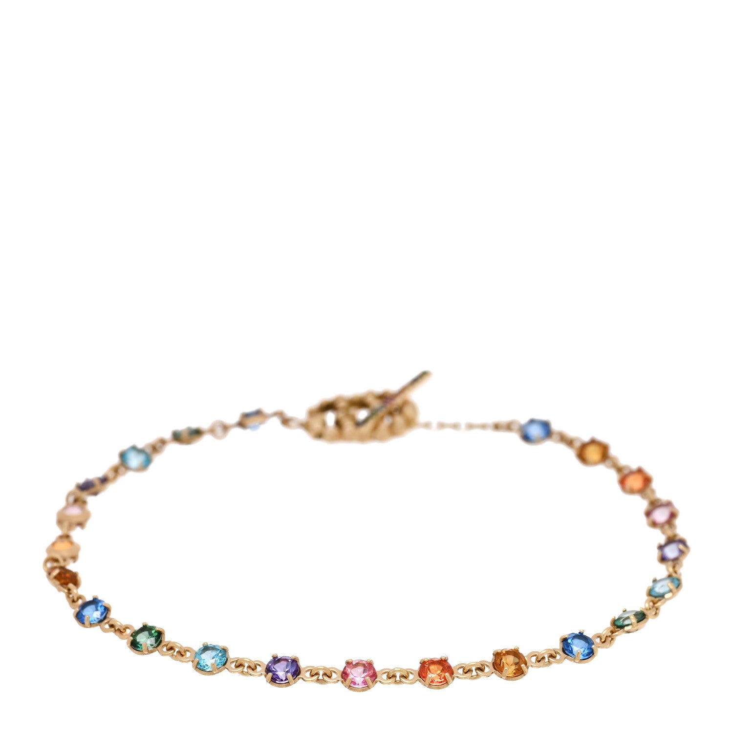 Gucci 18K Yellow Gold Multi Gemstone Double G Bracelet 2 of 3