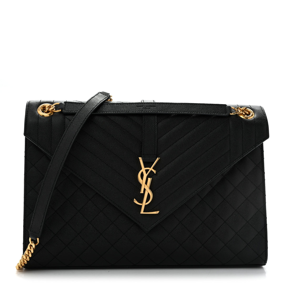 Grain De Poudre Textured Mixed Matelasse Large Triquilt Monogram Satchel Black