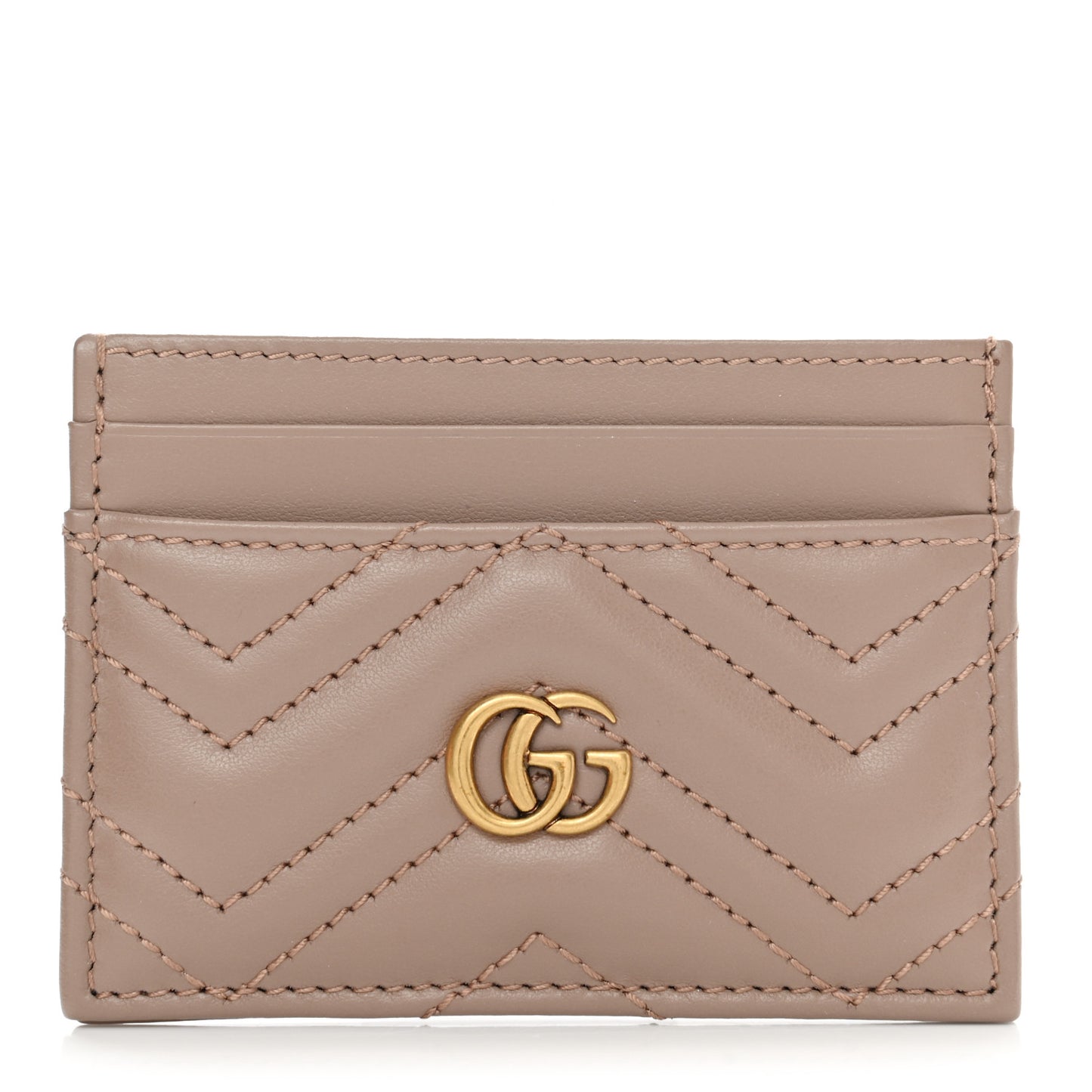 Calfskin Matelasse GG Marmont Card Holder Porcelain Rose