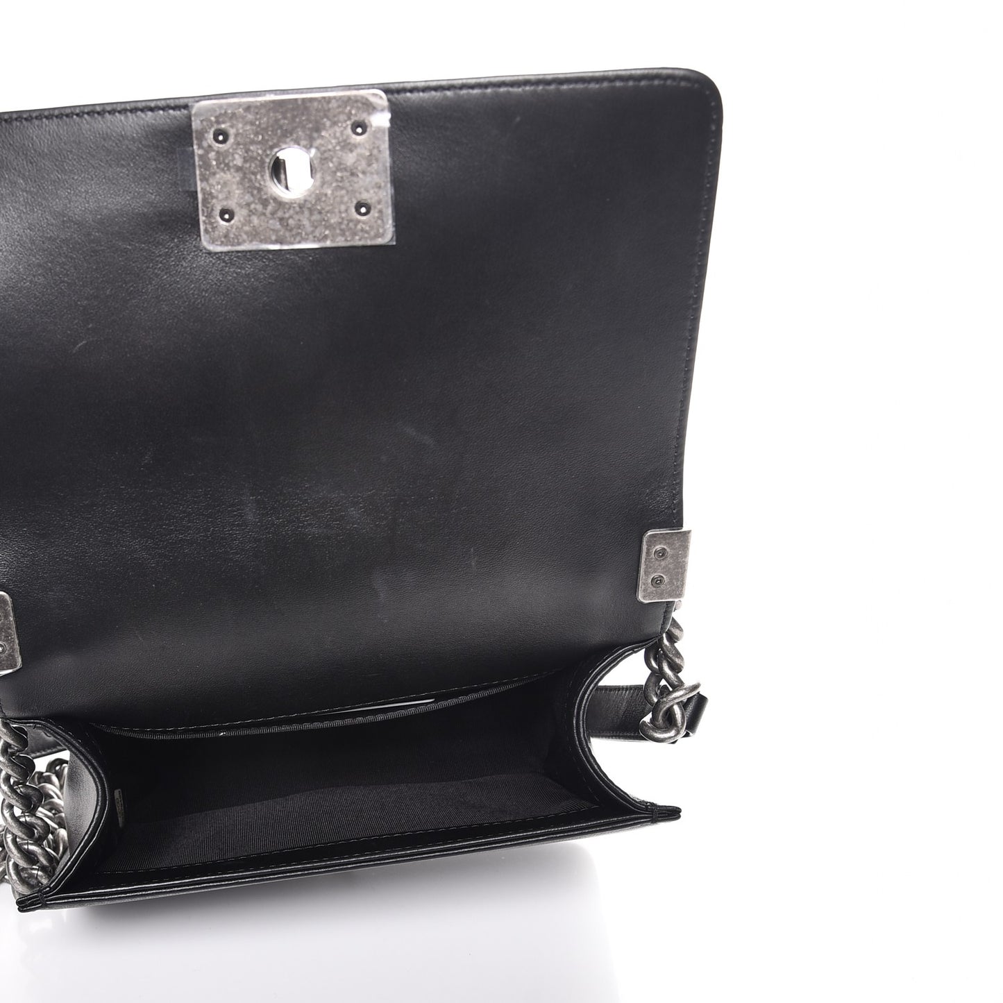 Lambskin Quilted Small Boy Flap Black