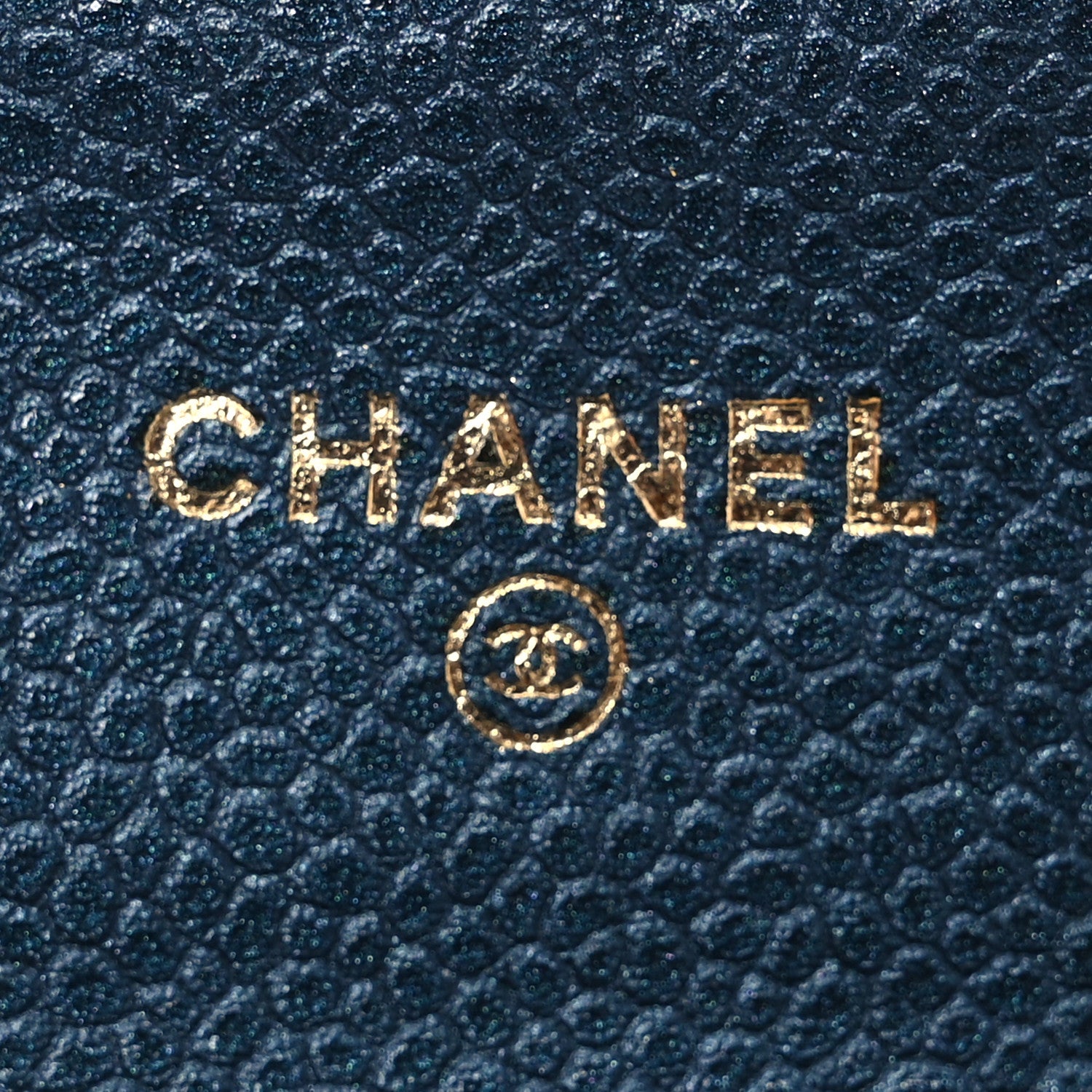 Chanel Metallic Caviar Quilted Flap Card Holder Dark Blue 7 of 13