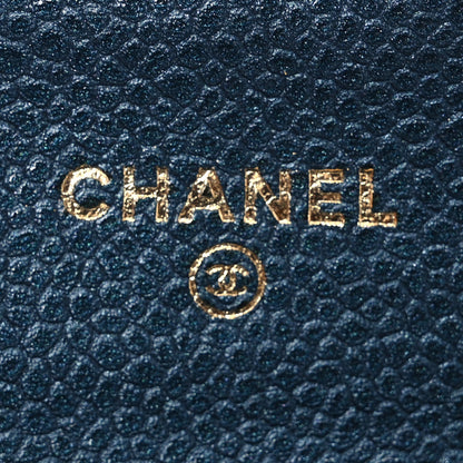 Chanel Metallic Caviar Quilted Flap Card Holder Dark Blue 7 of 13