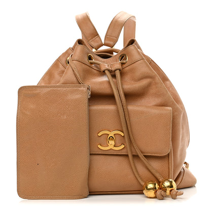 Chanel Caviar Drawstring Backpack Beige 1 of 17