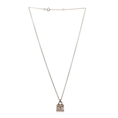 Hermes 18K Rose Gold Diamond Birkin Amulette Pendant Necklace 3 of 7