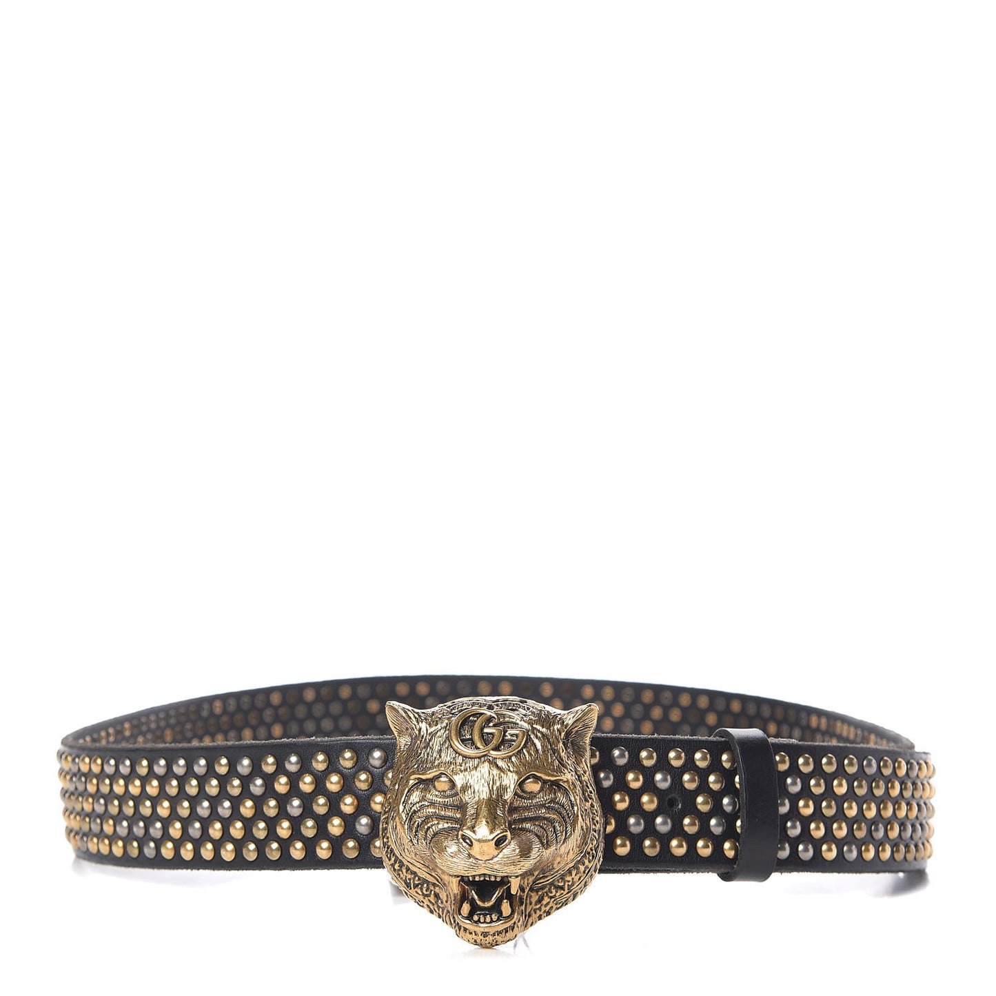 Calfskin Studded Feline Belt 100 40 Black