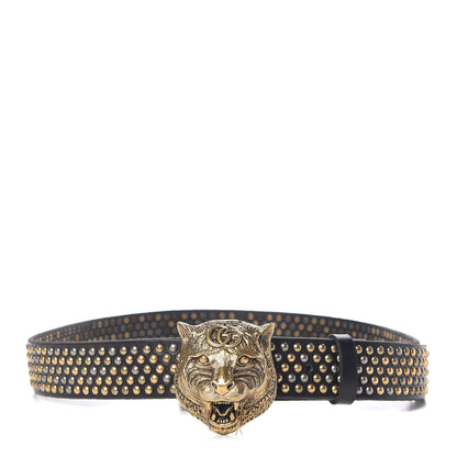 Gucci Calfskin Studded Feline Belt 100 40 Black 1 of 6