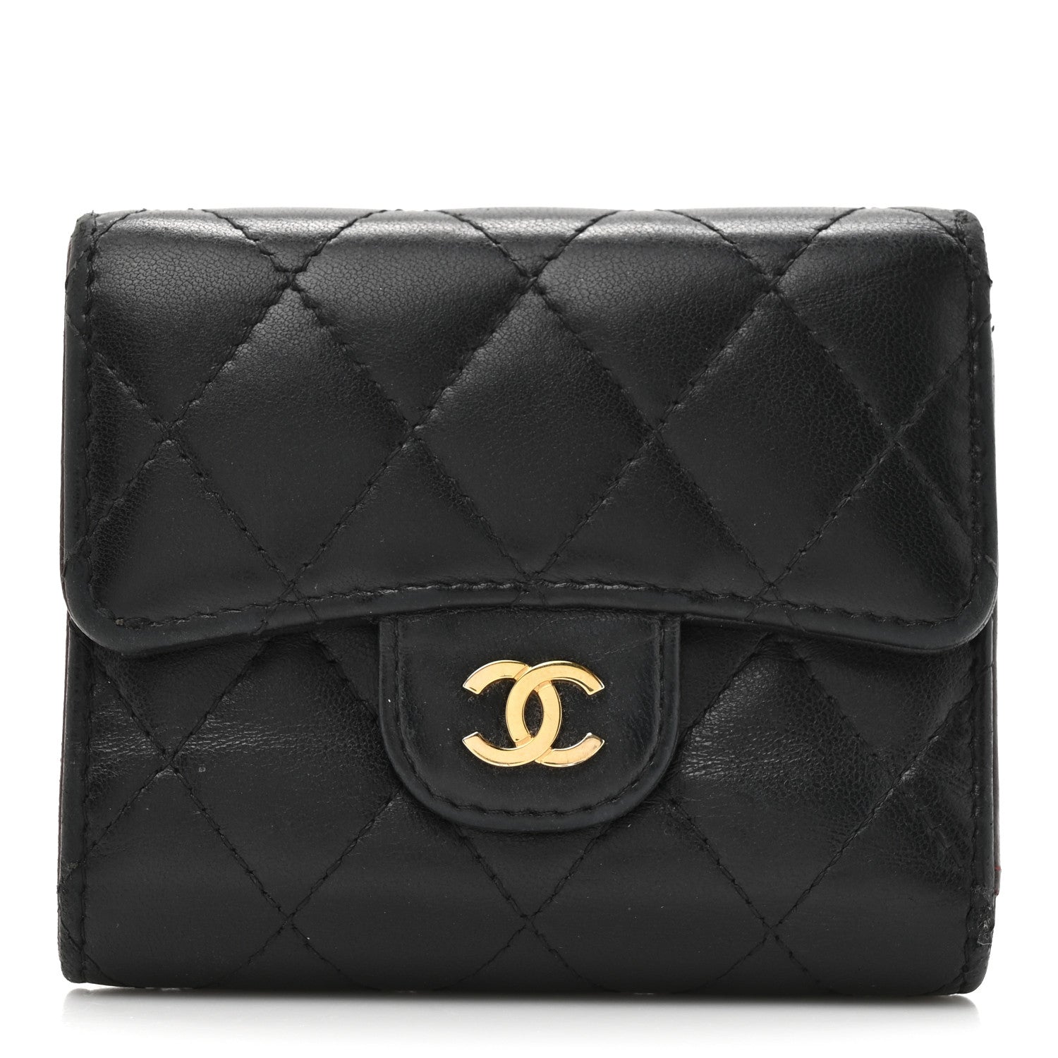 Chanel Lambskin Quilted Compact Flap Wallet Black 1 of 12