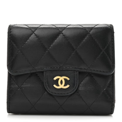 Chanel Lambskin Quilted Compact Flap Wallet Black 1 of 12