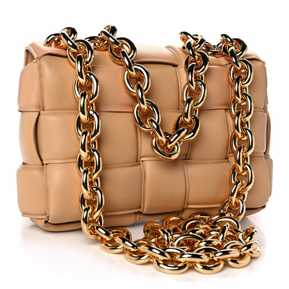 Bottega Veneta Lambskin Maxi Intreccio Padded Chain Cassette Crossbody Bag Almond 3 of 10
