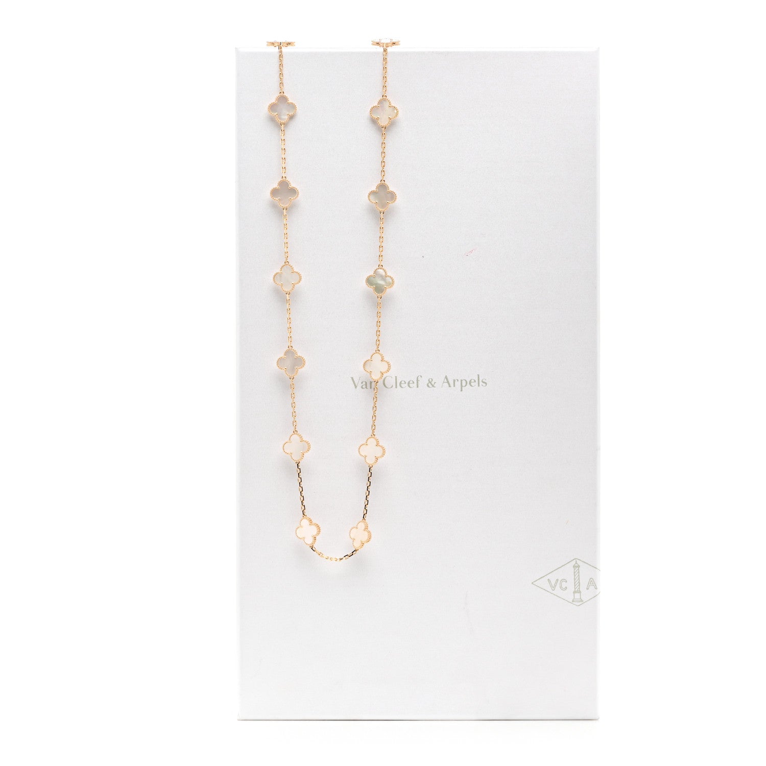 Van Cleef & Arpels 18K Yellow Gold Mother of Pearl 20 Motifs Vintage Alhambra Necklace 6 of 6