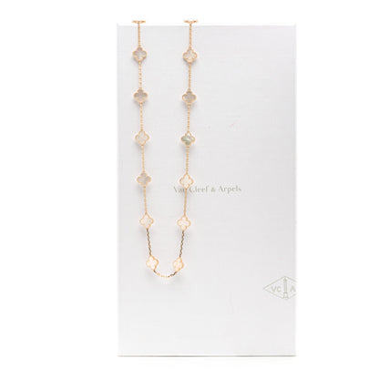 Van Cleef & Arpels 18K Yellow Gold Mother of Pearl 20 Motifs Vintage Alhambra Necklace 6 of 6