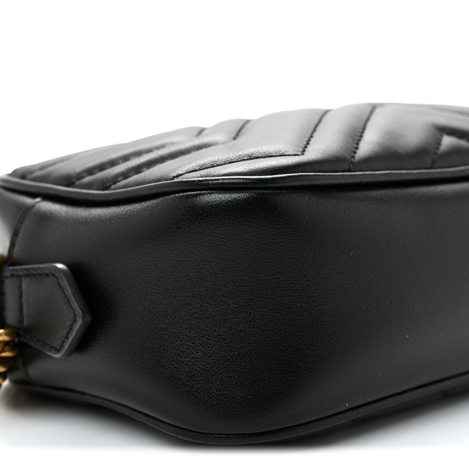 Gucci Calfskin Matelasse Mini GG Marmont Chain Shoulder Bag Black 9 of 10