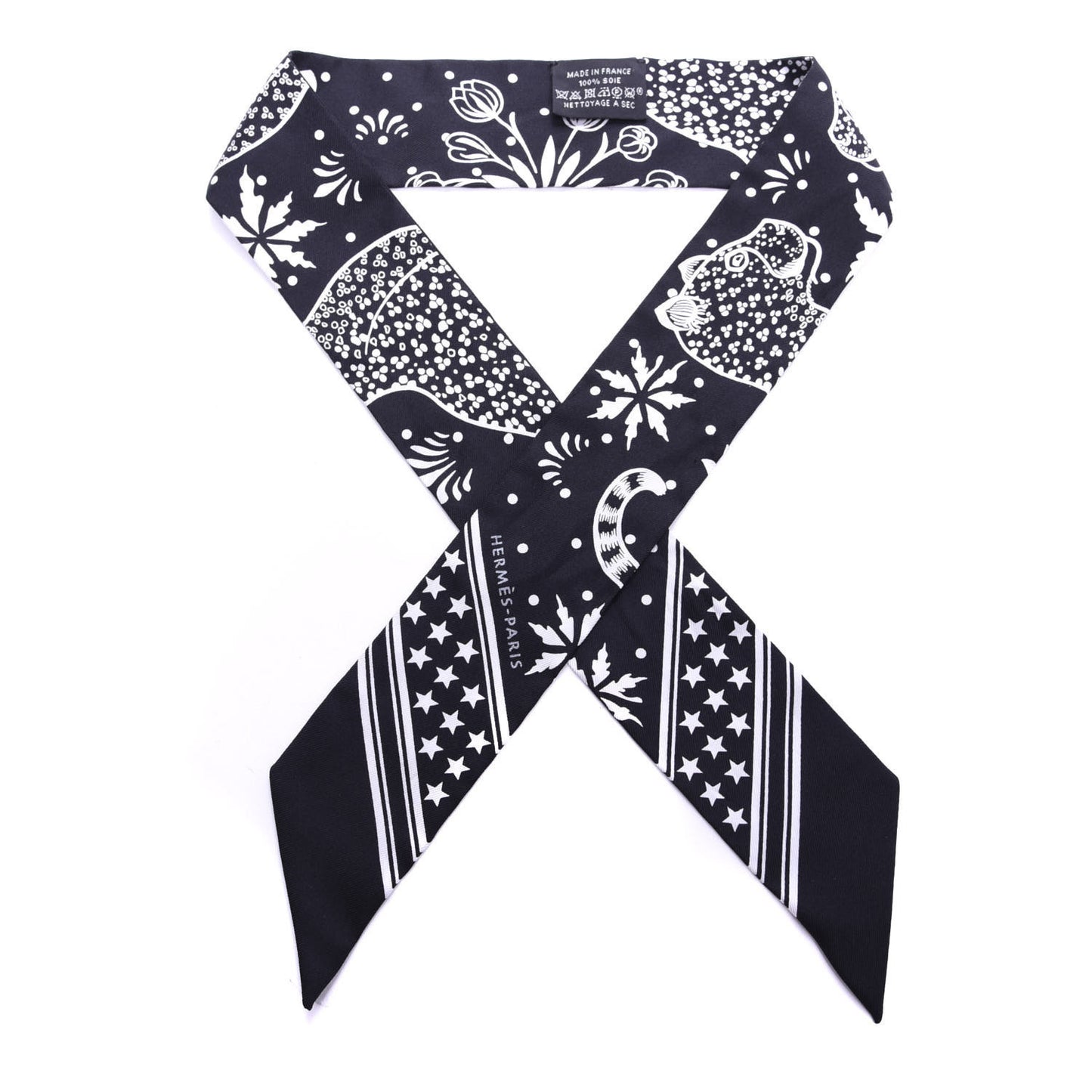 Silk Les Leopards Twilly Black White