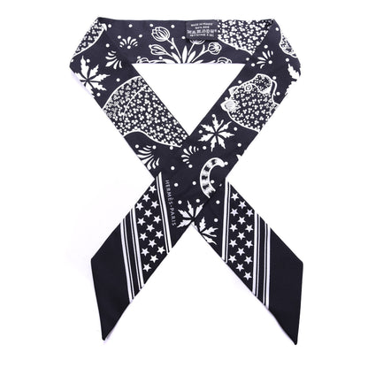 Hermes Silk Les Leopards Twilly Black White 1 of 4