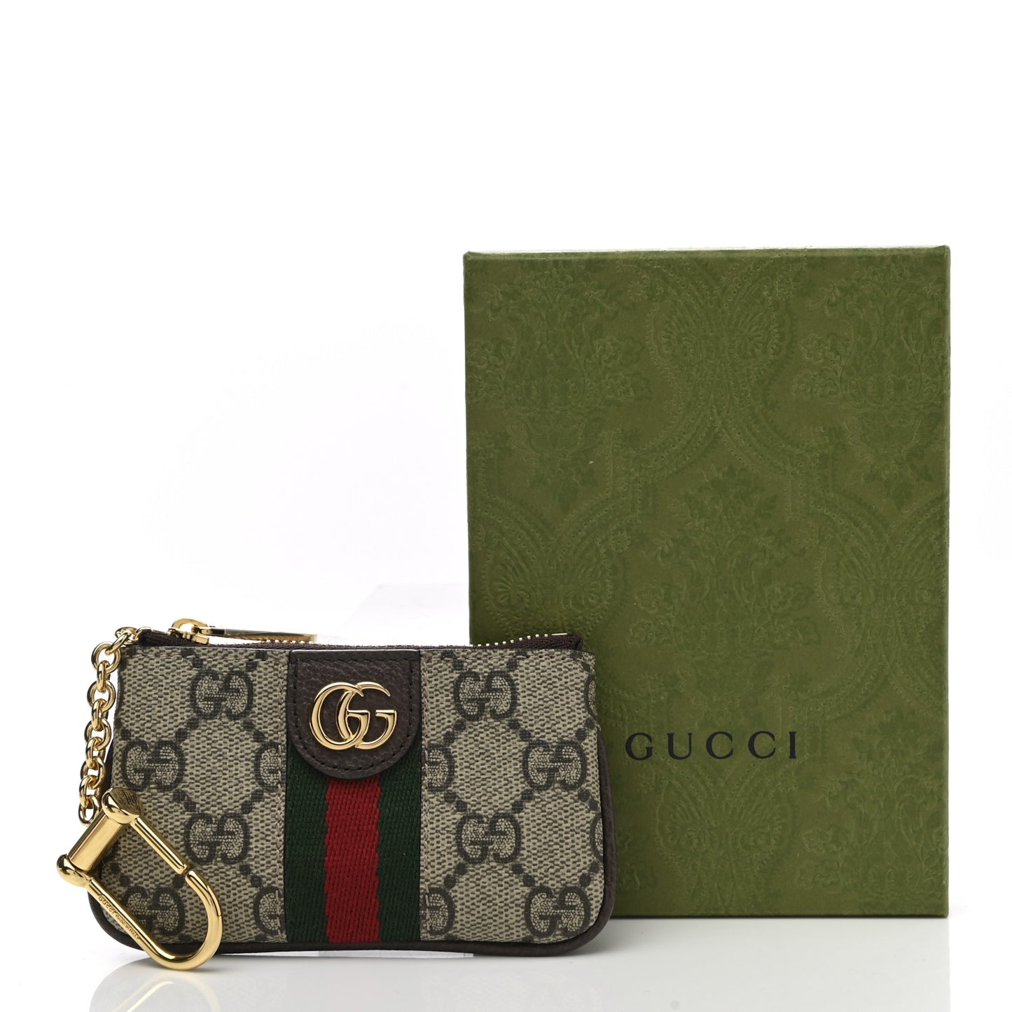 GG Supreme Monogram Web Ophidia Key Case Beige New Acero