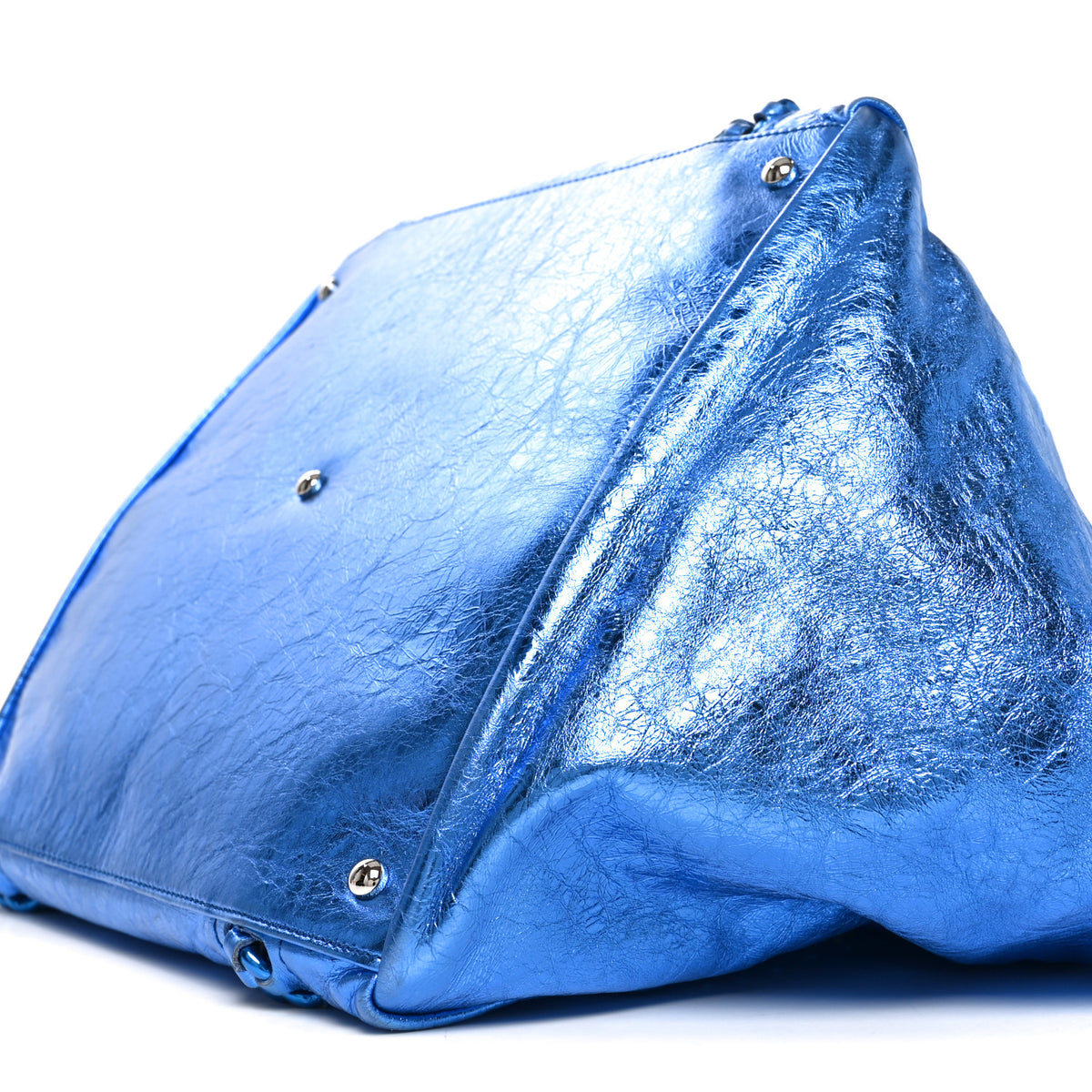 Chanel Metallic Cracked Calfskin Modern Chain Tote Blue 10 of 10