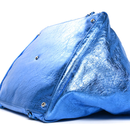 Chanel Metallic Cracked Calfskin Modern Chain Tote Blue 10 of 10