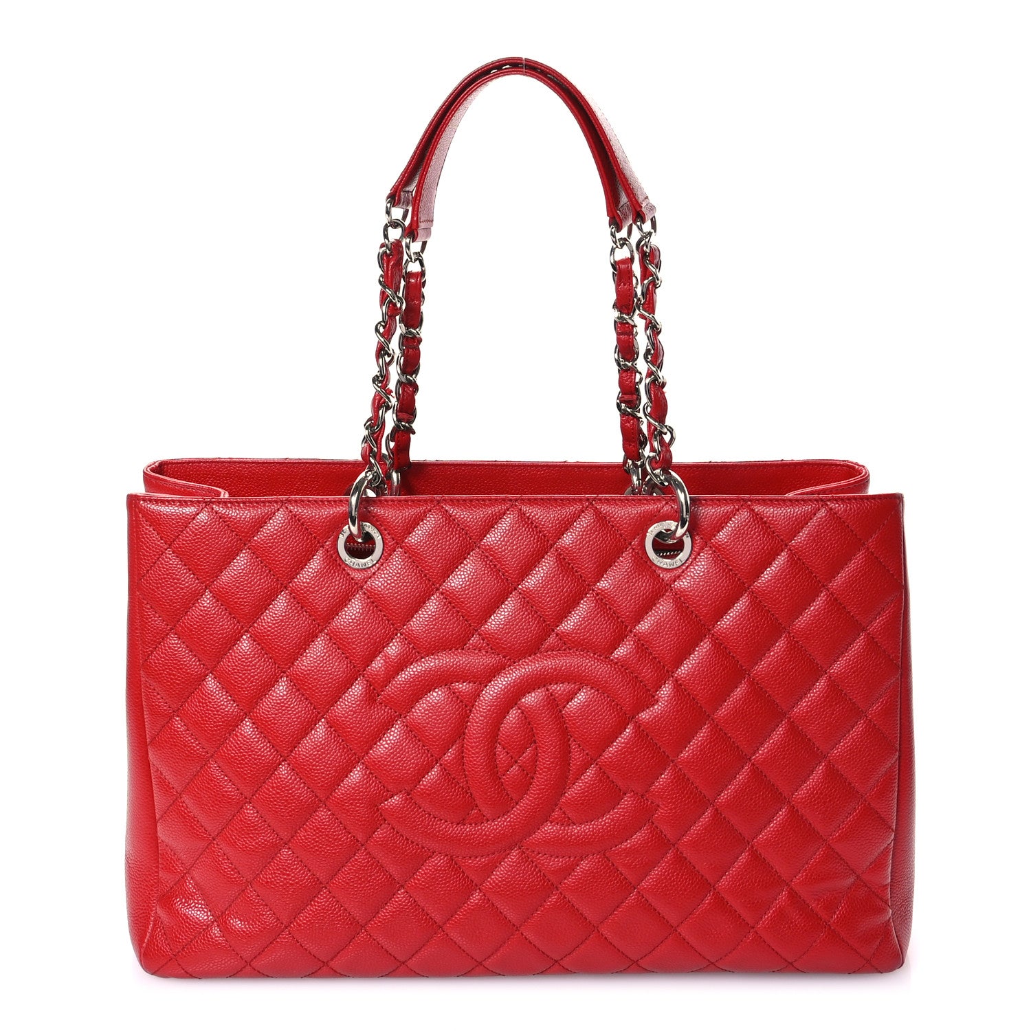 Chanel Caviar Quilted XL Grand Shopping Tote GST Red 1 of 10