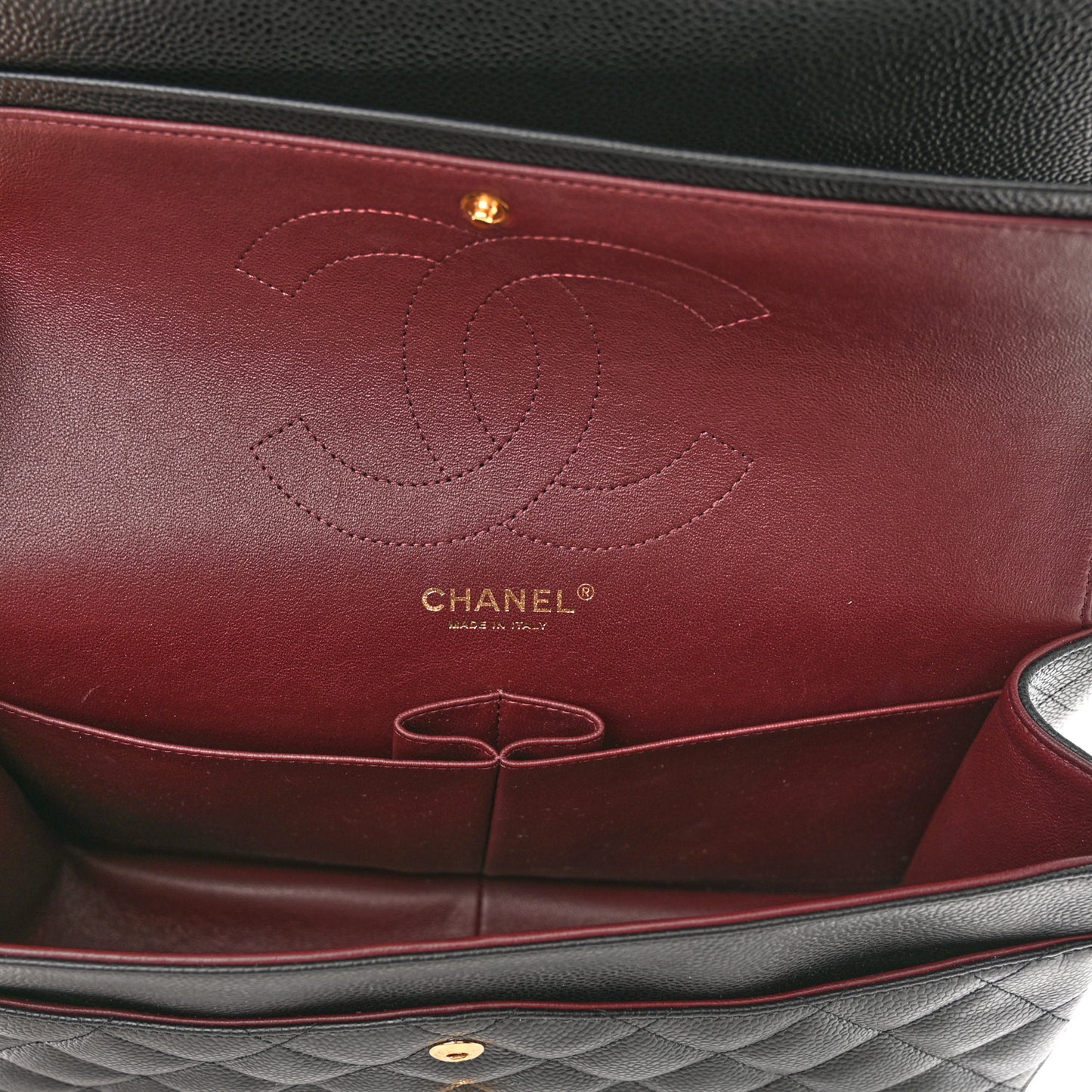 Caviar Quilted Jumbo Double Flap Black