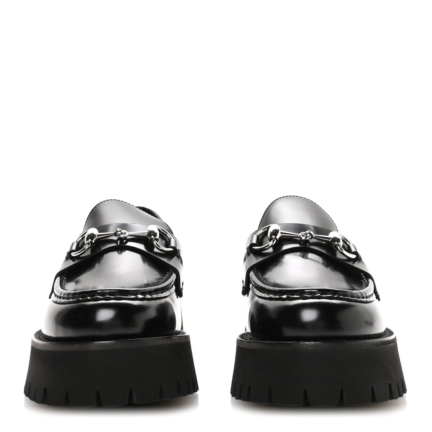 Cordovan Lux Womens Horsebit 45mm Platform Loafers 39.5 Black