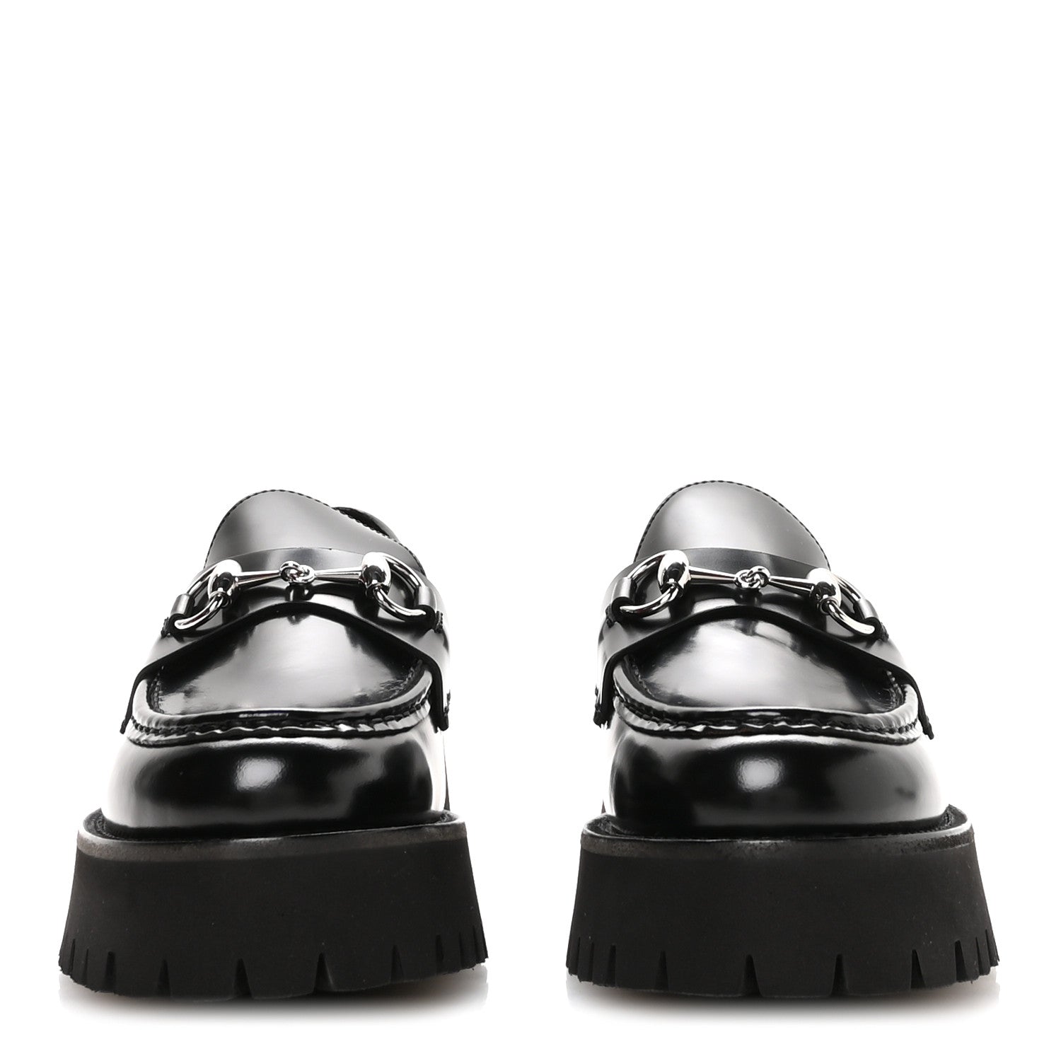 Gucci Cordovan Lux Womens Horsebit 45mm Platform Loafers 39.5 Black 3 of 9