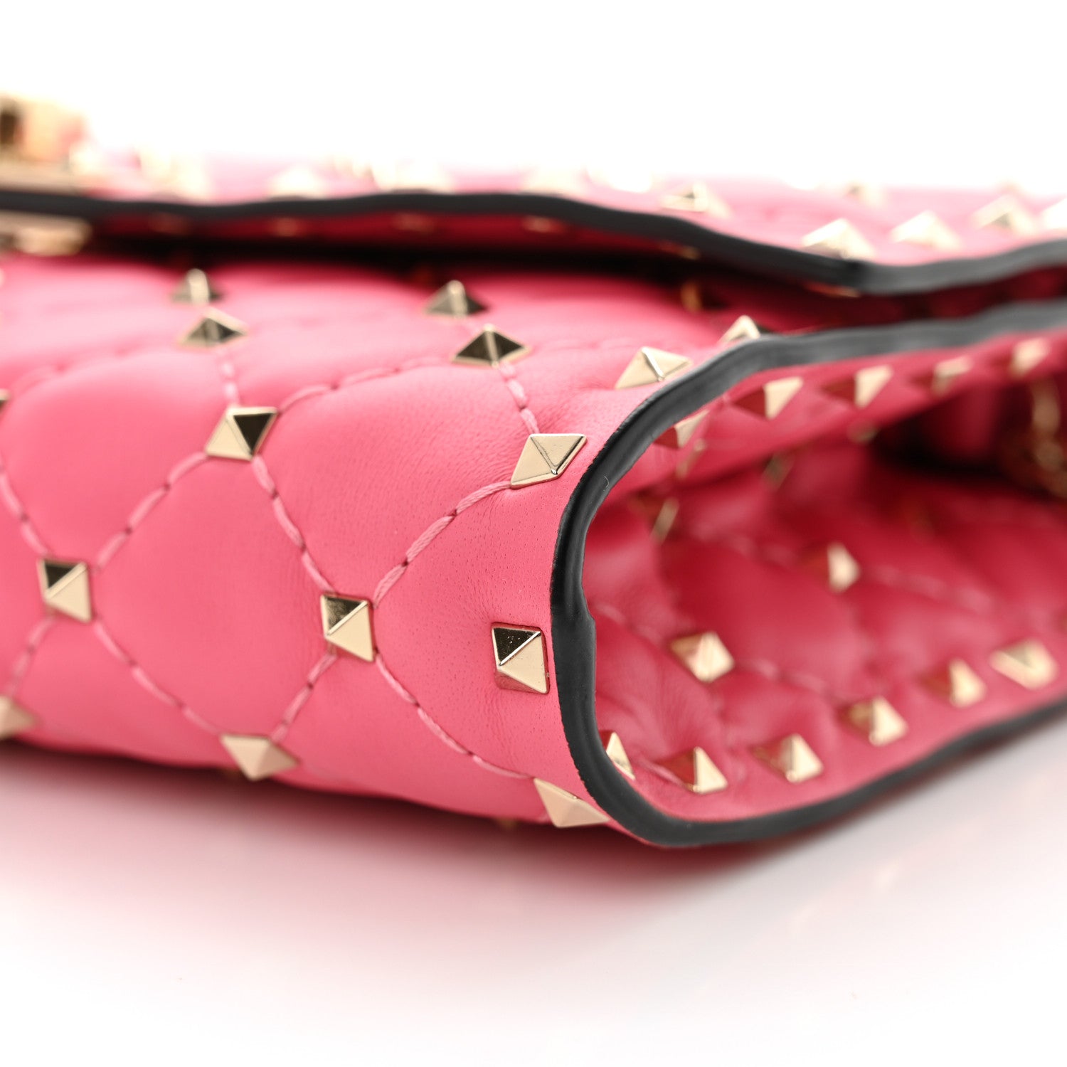 Valentino Garavani Nappa Rockstud Spike Wallet On Chain Shadow Pink 10 of 10