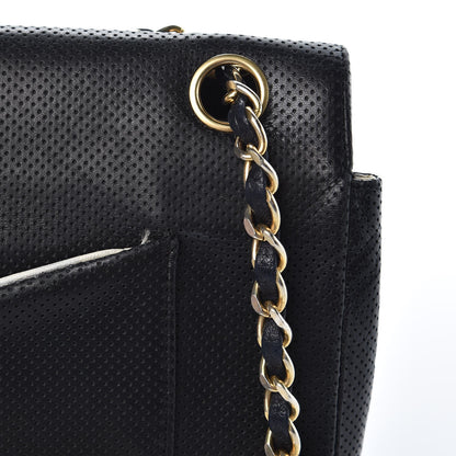 Chanel Lambskin Perforated Medium Single Flap Bag Black White 9 of 11