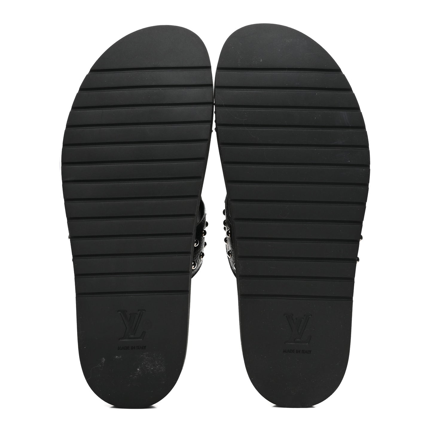 Calfskin Mens LV Studded Oasis Mules 9 Black