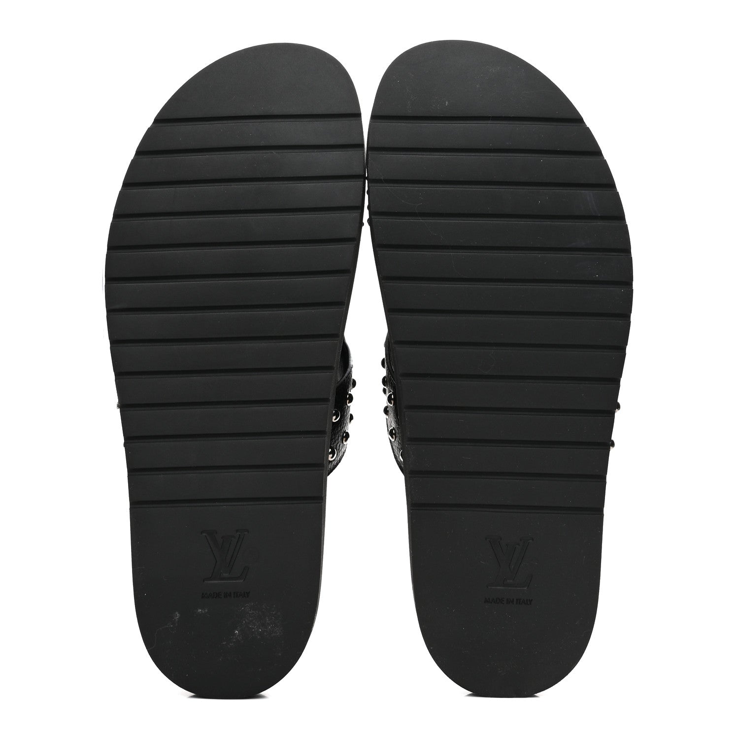 Louis Vuitton Calfskin Mens LV Studded Oasis Mules 9 Black 6 of 9