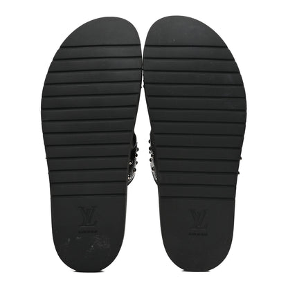 Louis Vuitton Calfskin Mens LV Studded Oasis Mules 9 Black 6 of 9