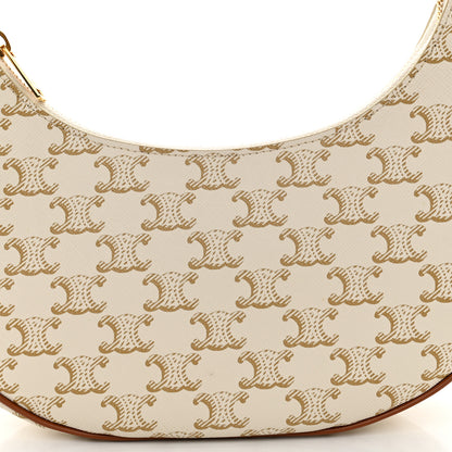 Celine Canvas Calfskin Ava Triomphe Shoulder Bag White 8 of 10