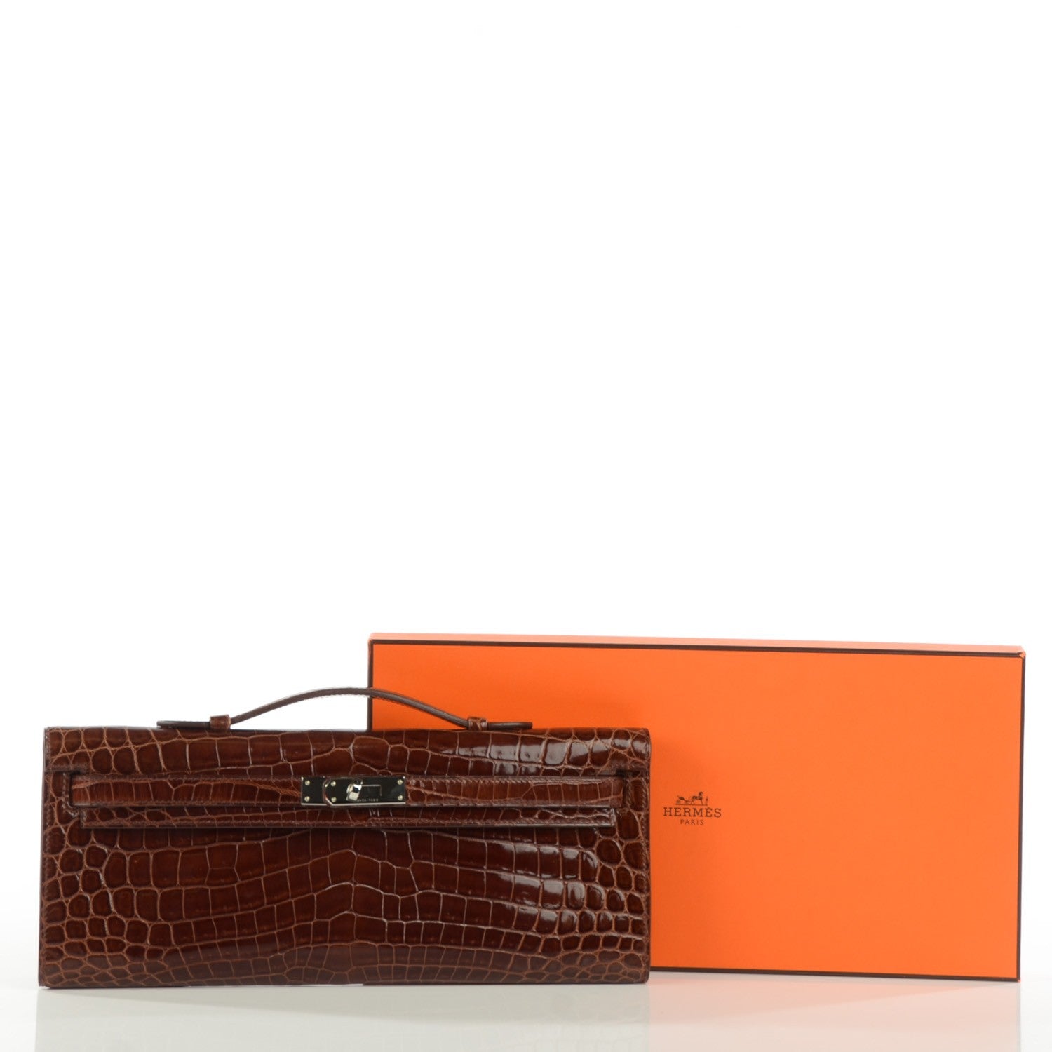 Hermes Shiny Niloticus Crocodile Kelly Cut Pochette Miel 5 of 13