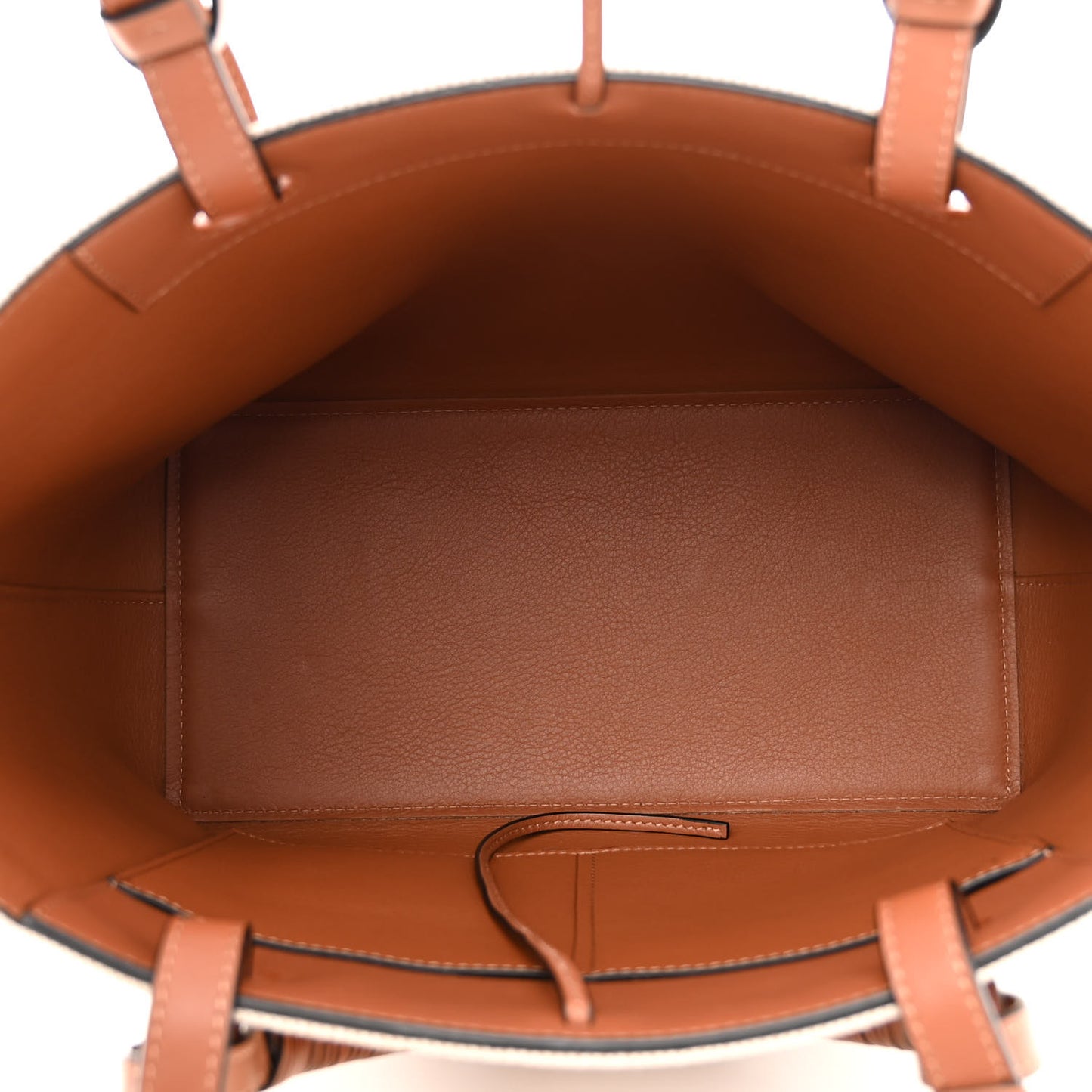 Canvas Calfskin Small Anagram Tote Ecru Tan