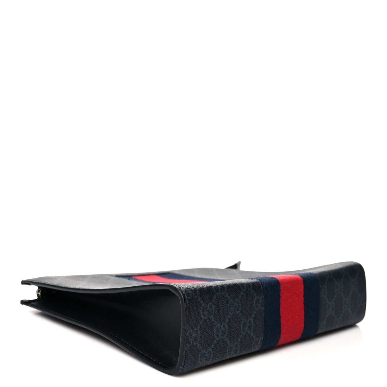 Gucci GG Supreme Monogram Selleria Calfskin Web New Web Cosmetic Case Black 4 of 7