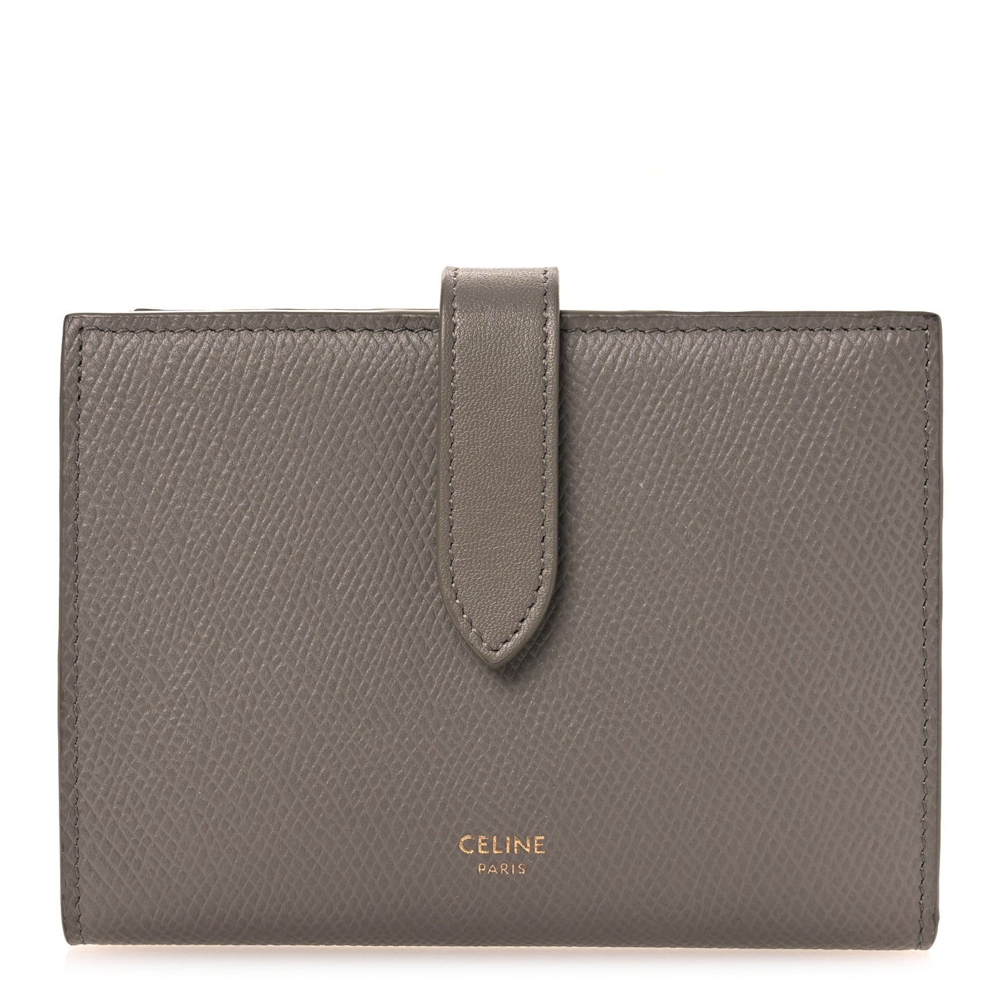 Grained Calfskin Medium Multifunction Strap Wallet Pebble