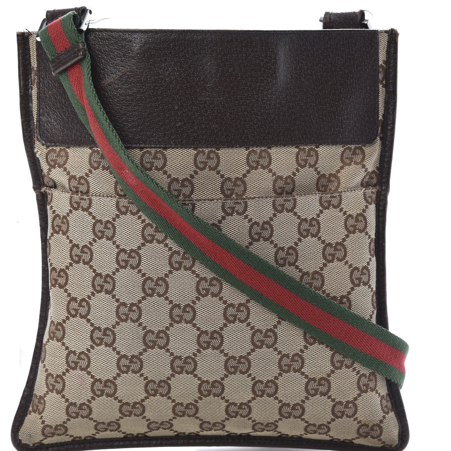 GG Monogram Web Messenger Crossbody Bag Dark Brown